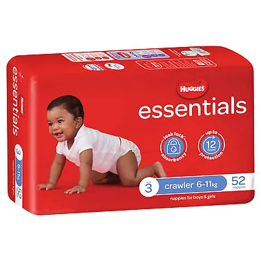 Huggies Essentials Nappies Size 3 Crawler (10 - 15kg) 46 Pack • $21.49