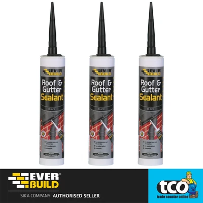 £11.99 • Buy Everbuild Roof & Gutter Sealant Black (3 Pack) | Waterproof Bitumen Adhesive
