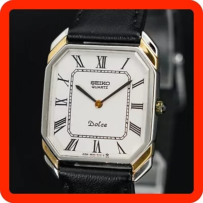 Vintage 1984 SEIKO Dolce 9520-5110 New Band Battery Square Tank Shape Men Watch • $119