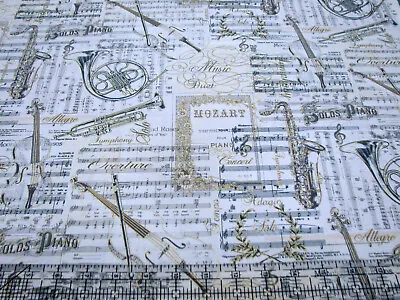 1 Yard Cotton Fabric - Timeless Treasures Music Symphony Sheet Music Met Collage • $12.85