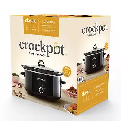 CROCKPOT 7-Quart Oval Manual Slow Cooker Removable Round Stoneware/Lid  - Black • $32