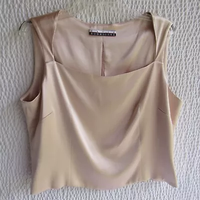 Satin Silk Crop Top Shirt M L Blush Pink David Rodriguez Designer Zips Fitted • $45
