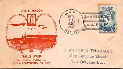 USS Macon Sails Over San Pedro Cali 1934 - USS Medusa - F49019 • $14.99