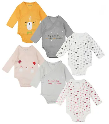 Baby Boys Girls Unisex Bodysuits 3 Pack Bodysuits Organic Cotton Vests Tb-12m • £3.99