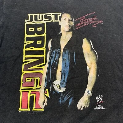 £32.43 • Buy Vintage The Rock Just Bring It T-Shirt WWF Wrestling Distressed Youth Boys