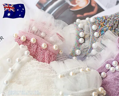 Women Lady Girl Ankle Fancy Retro Glitter Ruffle Frilly Pearl Lace Short Socks • $8.50