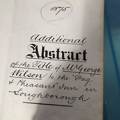 £9.75 • Buy Antiquarian Document 1873 Stag Pheasant Inn Loughborough George Wilson Pub Bar