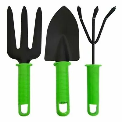 3pc Set Small Gardening Hand Tool Set Cultivator Fork Trowel Shovel Kit Garden • £7.99