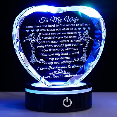 Gifts For Wife With Colorful LED Base I Love You Gifts For Her From Husband Best • $51.94