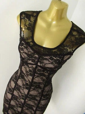 £8.49 • Buy Jane Norman Size 10 Black Lace Sleeveless Pencil Shift Evening Y2k Party Dress