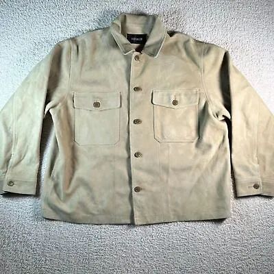 Buck Mason Utility Jacket Button Down Suede Leather Tan Size XL Luxury Office • $348