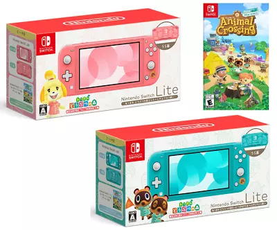 Nintendo Switch Lite Animal Crossing 🦝 Limited Edition Bundle With GAME! 🥕 • $192.22