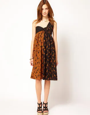 M Missoni Womens Dress Giraffe Print Cotton Silk One Shoulder 38 (IT) 2 (US) • $89.99