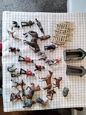 Vintage Job Lot Lead & Other Metals Diecast Toy Soldiers Indians Farm Animals  • £4