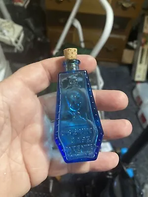 VTG Wheaton Blue Glass Poison Bottle/Coffin Shape Skull &Cross Bones R.I.P. • $110