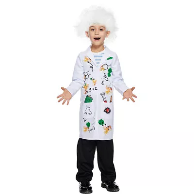 Boys Mad Scientist Costume Kids Lab Coat With Wig Halloween Party Fancy Dress • $21.99
