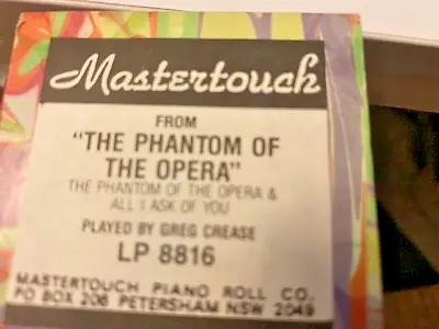 PHANTOM OF THE OPERA 2 Selections RARE ORIGINAL LONG PLAY  PIANOLA ROLL • $26.50