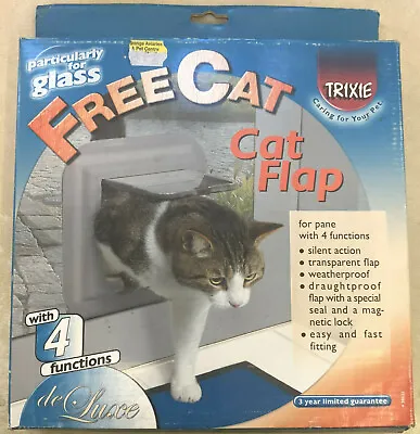 £19.99 • Buy Trixie 4 Way Glass Fitting Cat Flap - GREY