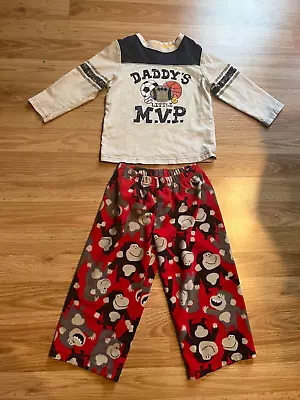 $4.99 • Buy Set Of 2 Size 3T Monkey Pajama Pants And Long Sleeve Shirt Daddy’s M.V.P Carters