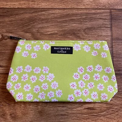 NEW MARIMEKKO For Clinique Makeup Bag Zipper Pouch Clutch Lined Green Pink White • $12.95