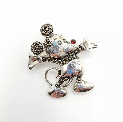 Vintage Sterling Silver Mickey Mouse Brooch Marcasite  • $24