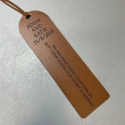 Personalised Engraved Leather Bookmark - 3 Year Anniversary Gift • £3.49