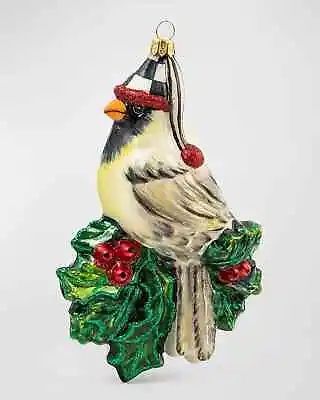 Brand New Mackenzie Childs Courtly Check Glass Ornament Snow Cardinal New In Box • $249