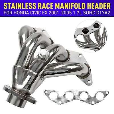 Stainless Race Manifold Header For Honda Civic EX 2001-2005 1.7L SOHC D17A2xW3x • $75.98