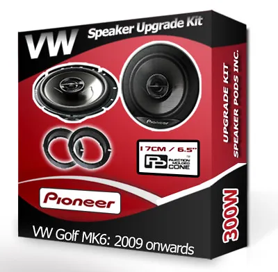 Volkswagen Golf MK6 Front Door Speakers Pioneer Car Speakers + Adapters 300W • £71.99