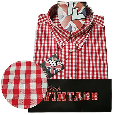 Warrior UK England Button Down Shirt FITZ Slim-Fit Skinhead Mod Retro SMALL Only • £34.90