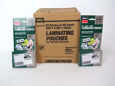 Ibico New Box 500 Clear Lamination Pouches 20 Packs Of 25 Each 2 5/8  X 3 7/8  • $42.95