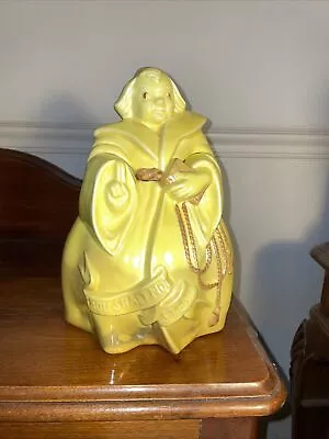 Vintage Red Wing Yellow Ceramic Cookie Jar Friar Tuck Monk Thou Shalt Not Steal • $80