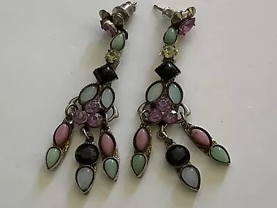 Vintage Sorrelli Bella Lia Multicolored Stone Drop/Dangle Pierced Earrings • $9.99