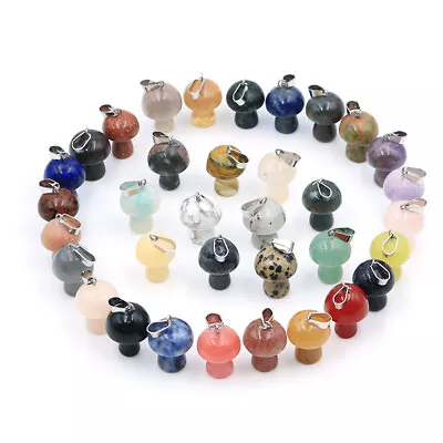 Wholesale Natural Crystal Stone Mushroom Pendants Charms Mixed Beads 15x20mm • $10.64