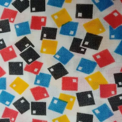 Fabric Vintage 70s Stretch Polyester Colorful Geometric Confetti White 46 X62   • $12.74