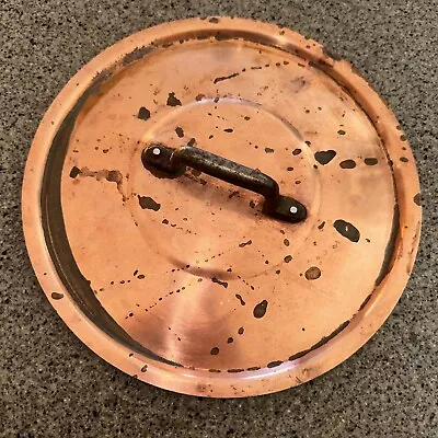 Vintage Copper Pan Pot LID ONLY Inside Measure 8.5” Outside 9 6/16” • $29