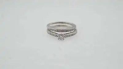10K White Gold Diamond Vintage Estate Engagement Wedding Ring Set • $600