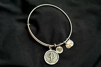 $19 • Buy ALEX AND ANI Initial 'P' Charm Bangle Silver Bracelet 2015 BRAND NEW
