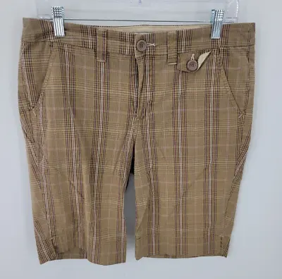 Vintage Z Cavaricci Shorts Womens 10 Brown Plaid Bermuda Flat Front Y2K 90s • $21.29