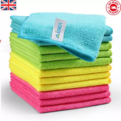 12 Pack Microfibre Cloth Reusable Kitchen Microfibre Cleaning Towels Dish UK • £9.45