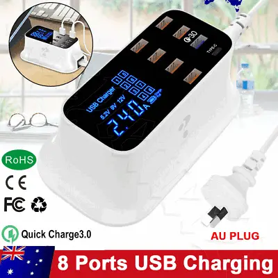 $32.95 • Buy Smart 8 Port Multi USB QC 3.0 Type C Adapter Charger Charging Station Dock Hub