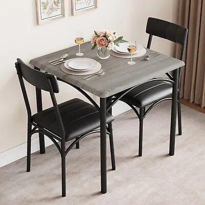 3 Pcs Dining Set Table And 2 Upholstered Chairs Wood Top For Small Space Kitchen • $109.99