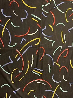 Vintage Memphis Design Fabric 80’s Black Geometric Retro Textile • $18