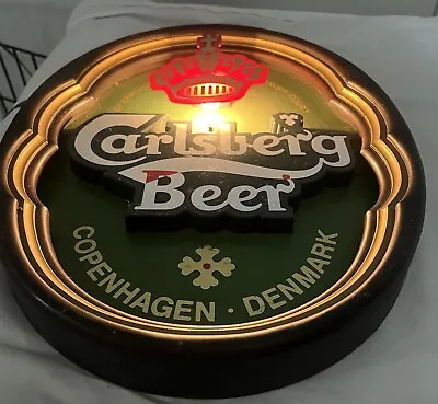 Vintage Carlsberg Light Beer Bar Tavern Lighted Sign Shadow Box 3D • $65