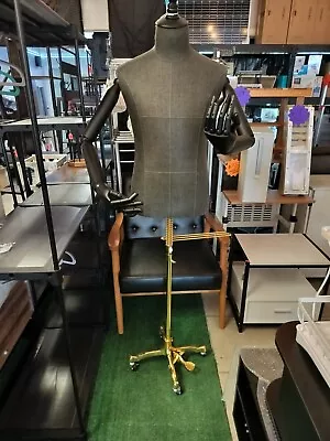 Adjustable Male Mannequin Torso Stand With Pants And Moving Arms Black/Gray/Gold • $199.99