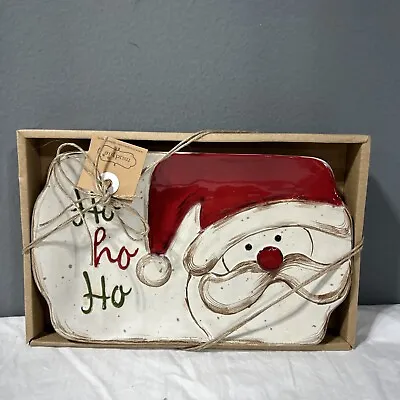 Mud Pie Christmas Santa Ho Ho Ho Ceramic Dessert Tray/Plate~New In Box AA • $10