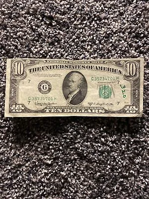 1950 D Us $10 Dollars Major Severe Alignment Error Note • $150