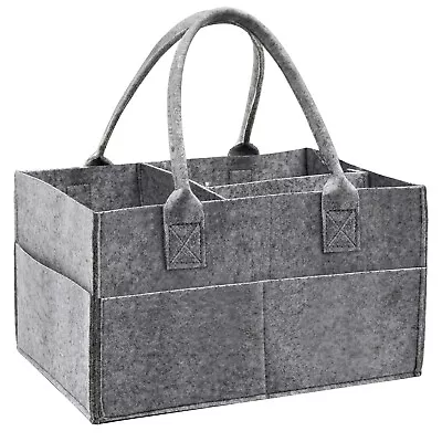 Felt Baby Diaper Organizer Caddy Changing Nappy Kids Storage Carrier Grey Bag UK • £4.99