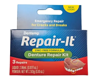 Dentemp REPAIR-It Denture Repair Kit - 3 Repairs/Kit NEW LOOK ARRIVING!! Red • $9.89