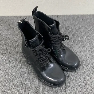 MICHAEL Michael Kors Rain Boots Womens Size 6 Black Rubber Tavie Ankle Boots • $12.74